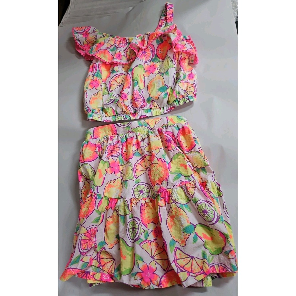 Tommy Bahama Top Skirt Fruit Party Vacation Travel Hawaiian Tropical Girls 7/8